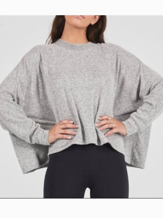 Joah Brown Tops - Joah Brown Womens Oversized Long Sleeve Top in Grey One Size